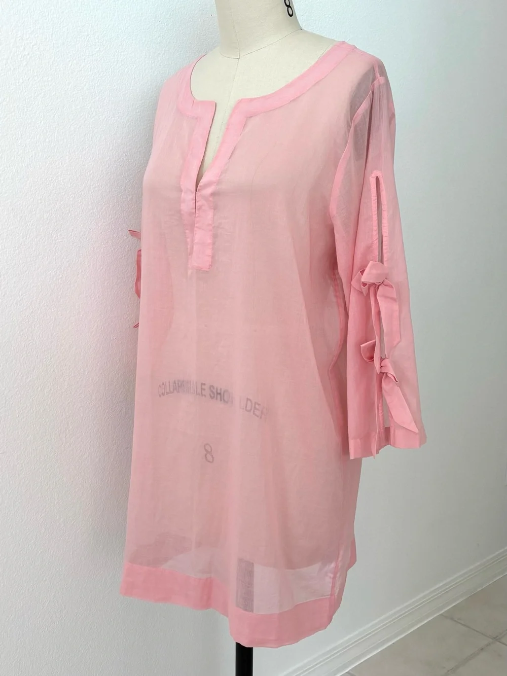 J.Crew Tie Sleeve Beach Tunic Cover-Up/Dress NWT Pink Lightweight Relaxed Size L